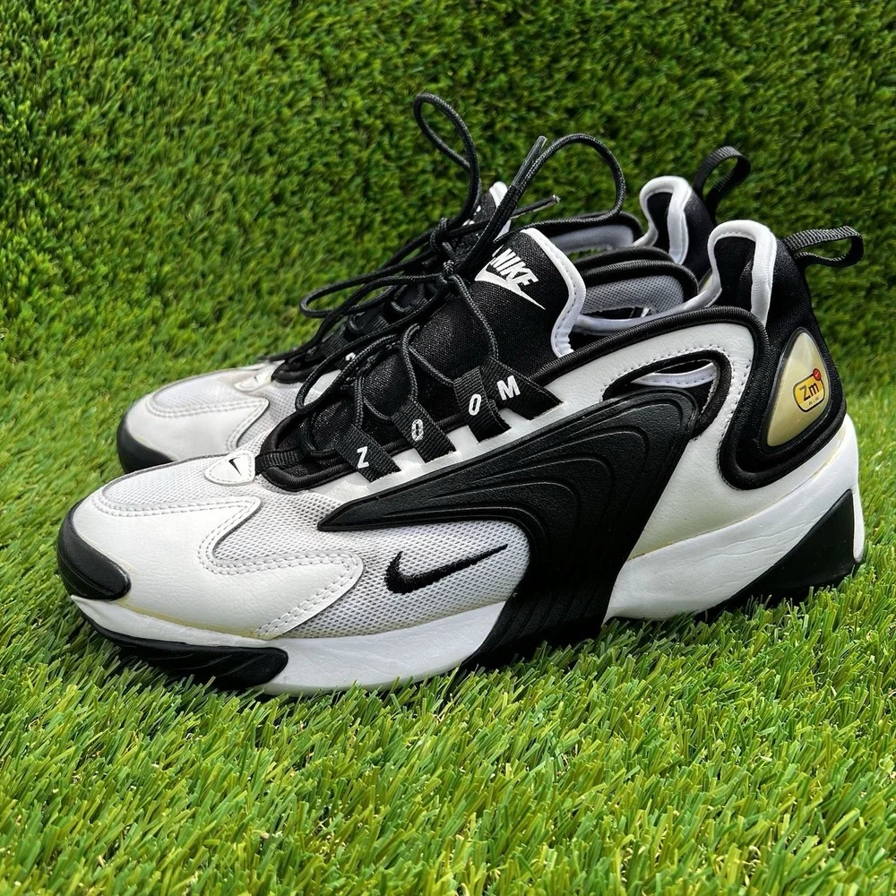 Nike Men Size 8 Zoom 2K ZM Air 2000 White Black Sneakers AO0269-101